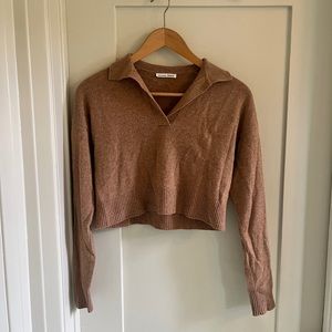 Reformation Cropped Brown Cashmere Sweater